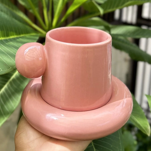 Bold Pink Knob Cup & Saucer Set