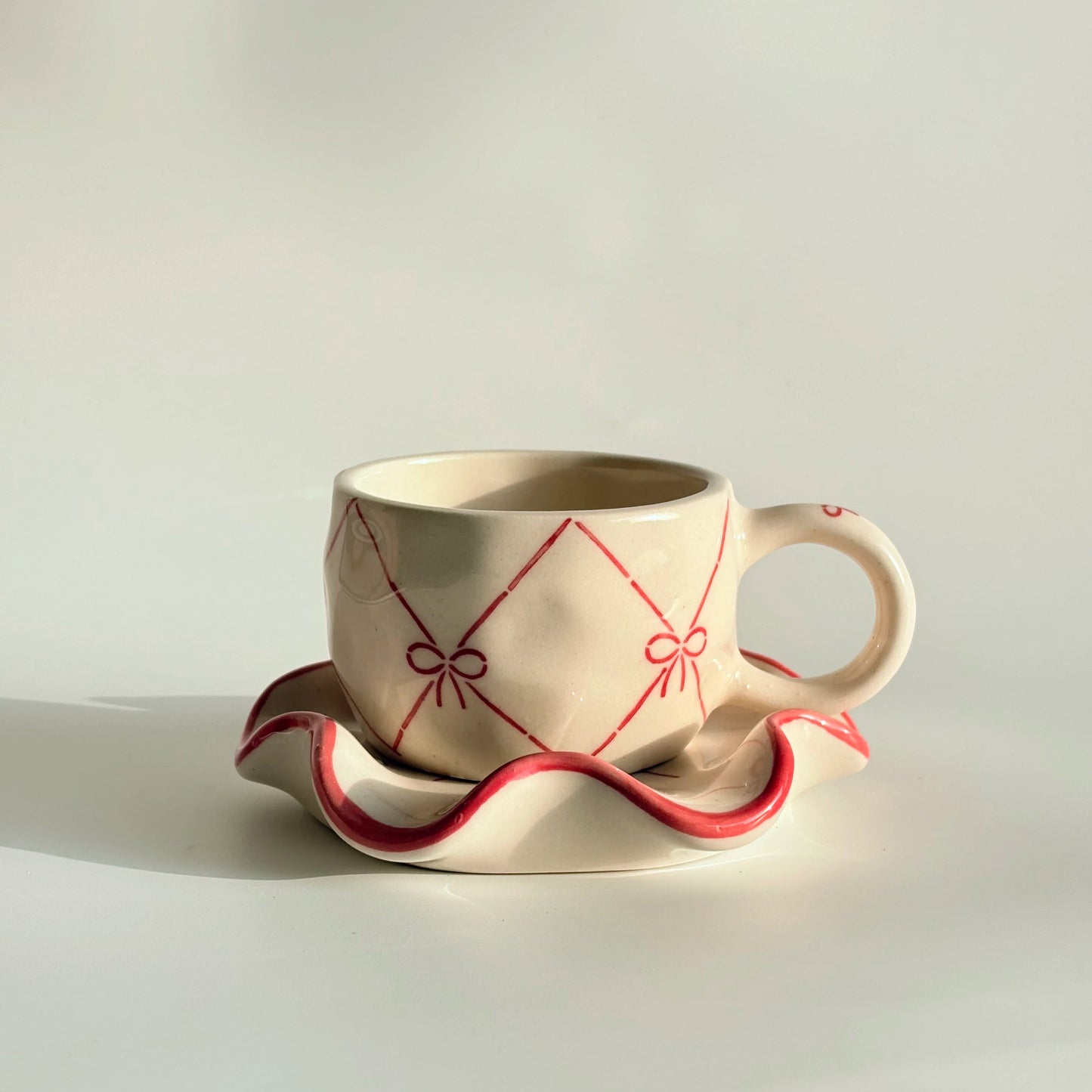 Ceramics Bow Cup and Saucer Set