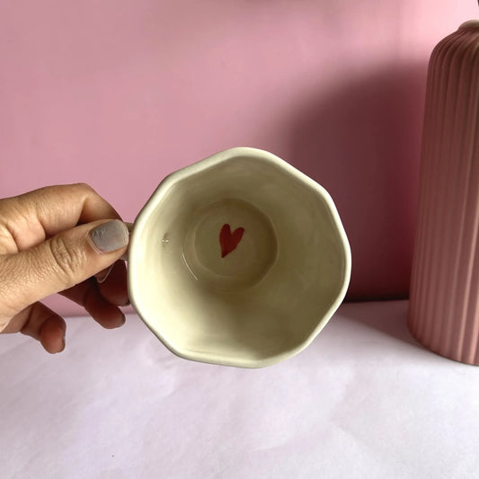 Checked Heart Ceramic Mug
