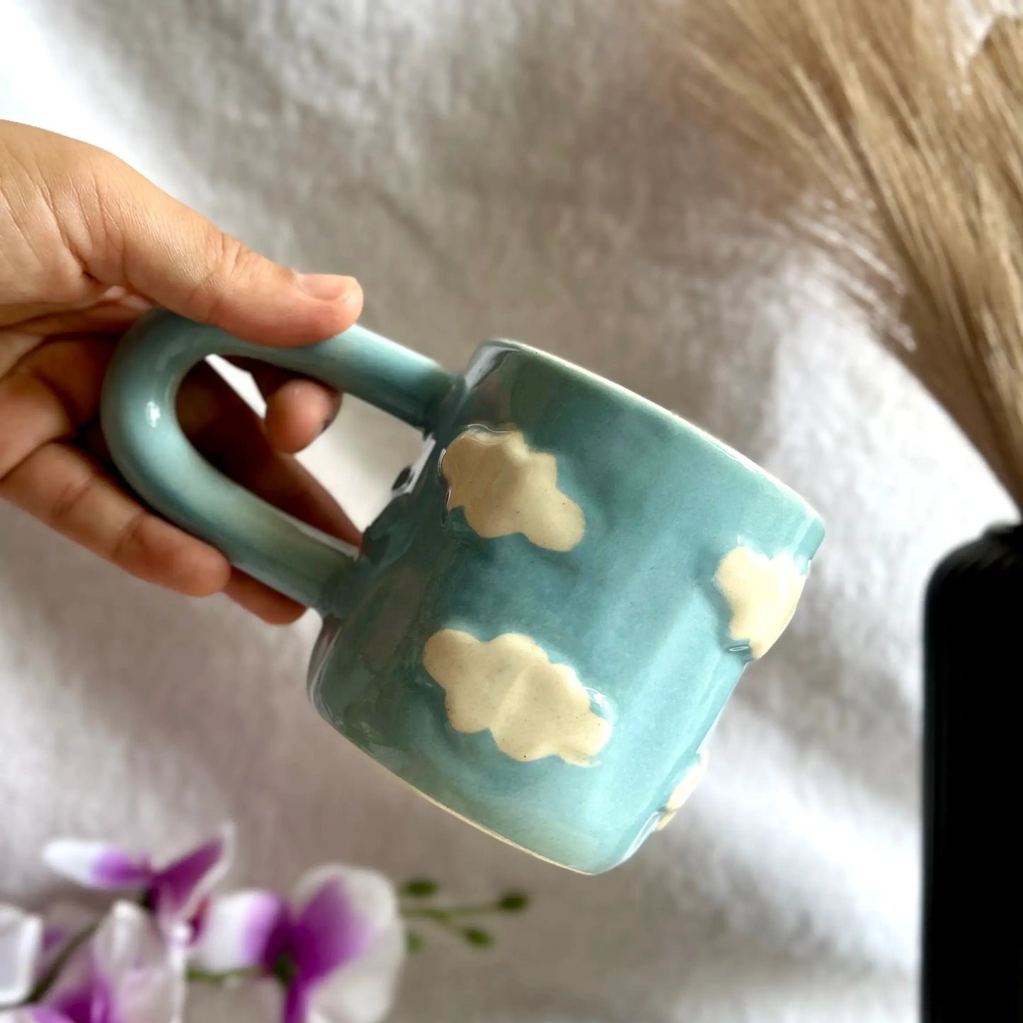 Cute Cloud Embossed Long Tail Mug