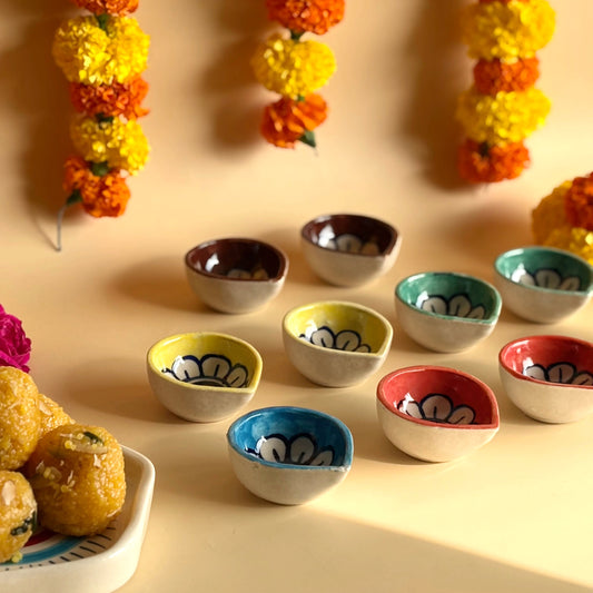 Ceramic Rangoli Diya Set