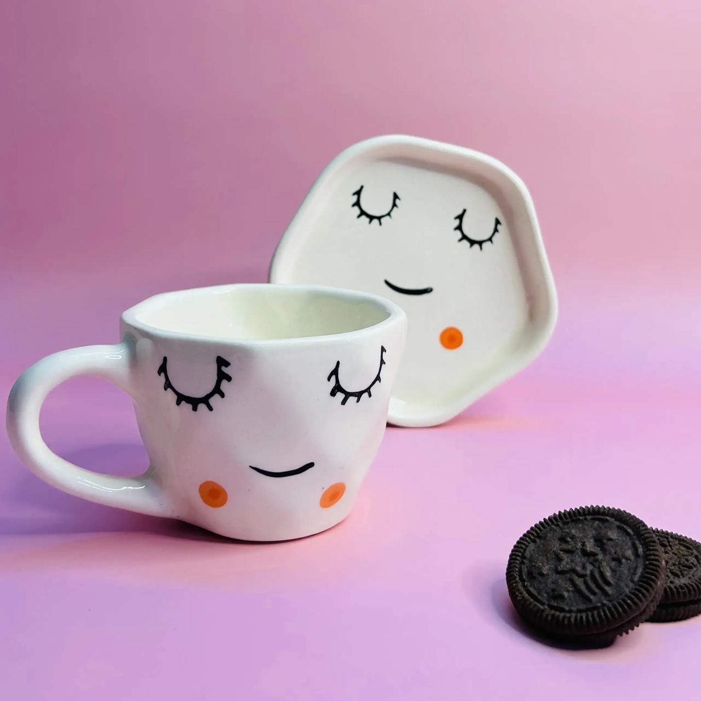Cute Smiling Cup and Saucer Set