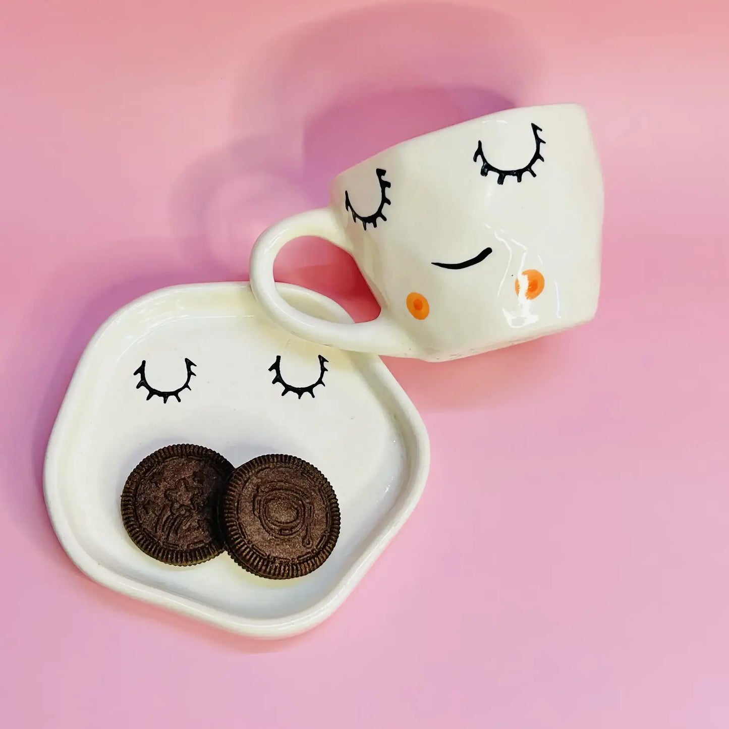 Cute Smiling Cup and Saucer Set