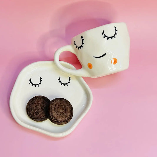Cute Smiling Cup and Saucer Set