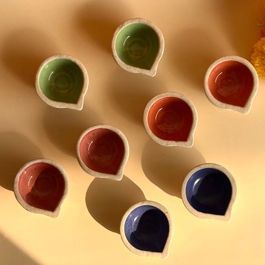 Ceramic Colourful Diya Combo