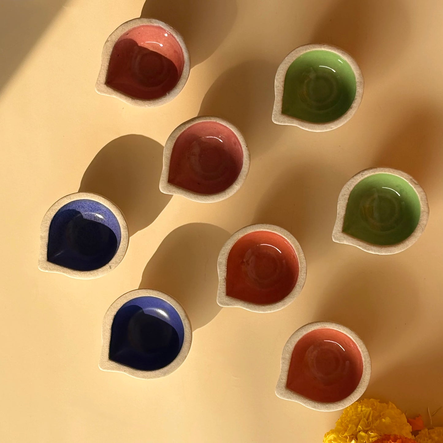 Ceramic Colourful Diya Combo