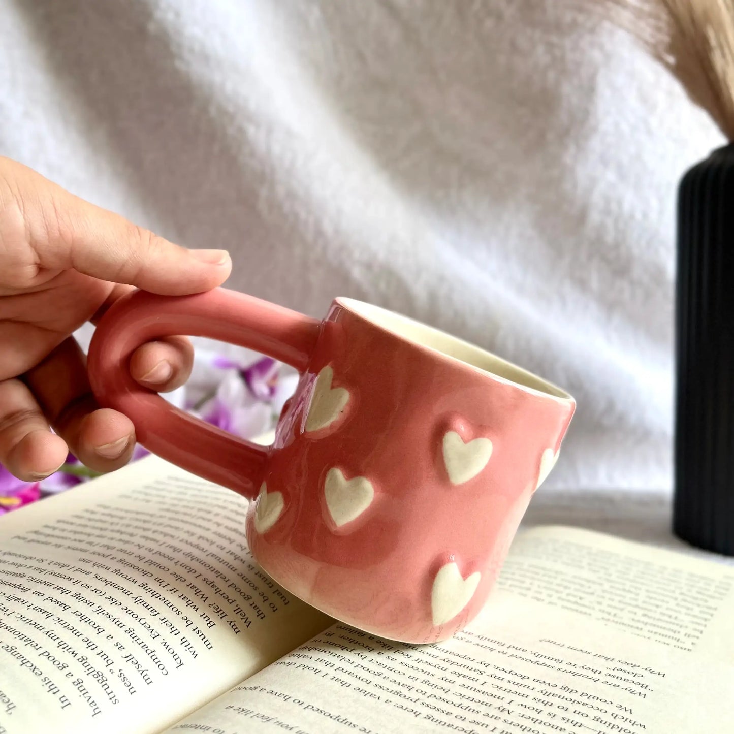 Embossed Heart Long Tail Mug