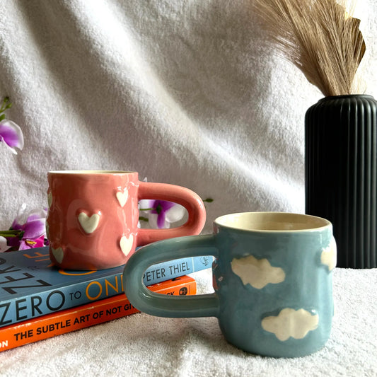 Embossed Heart Long Tail Mug