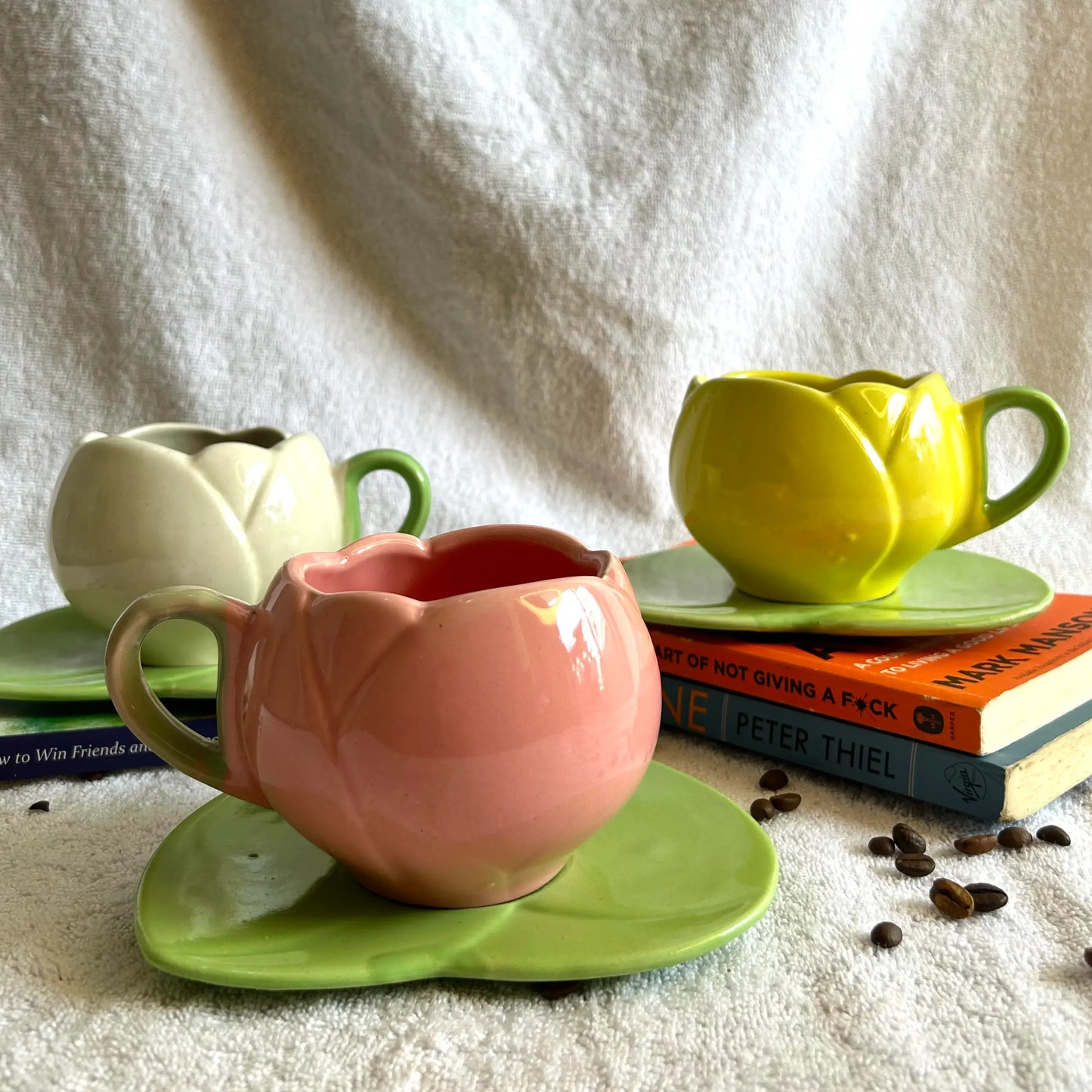 Lotus Tulip Ceramic Cup and Saucer Set