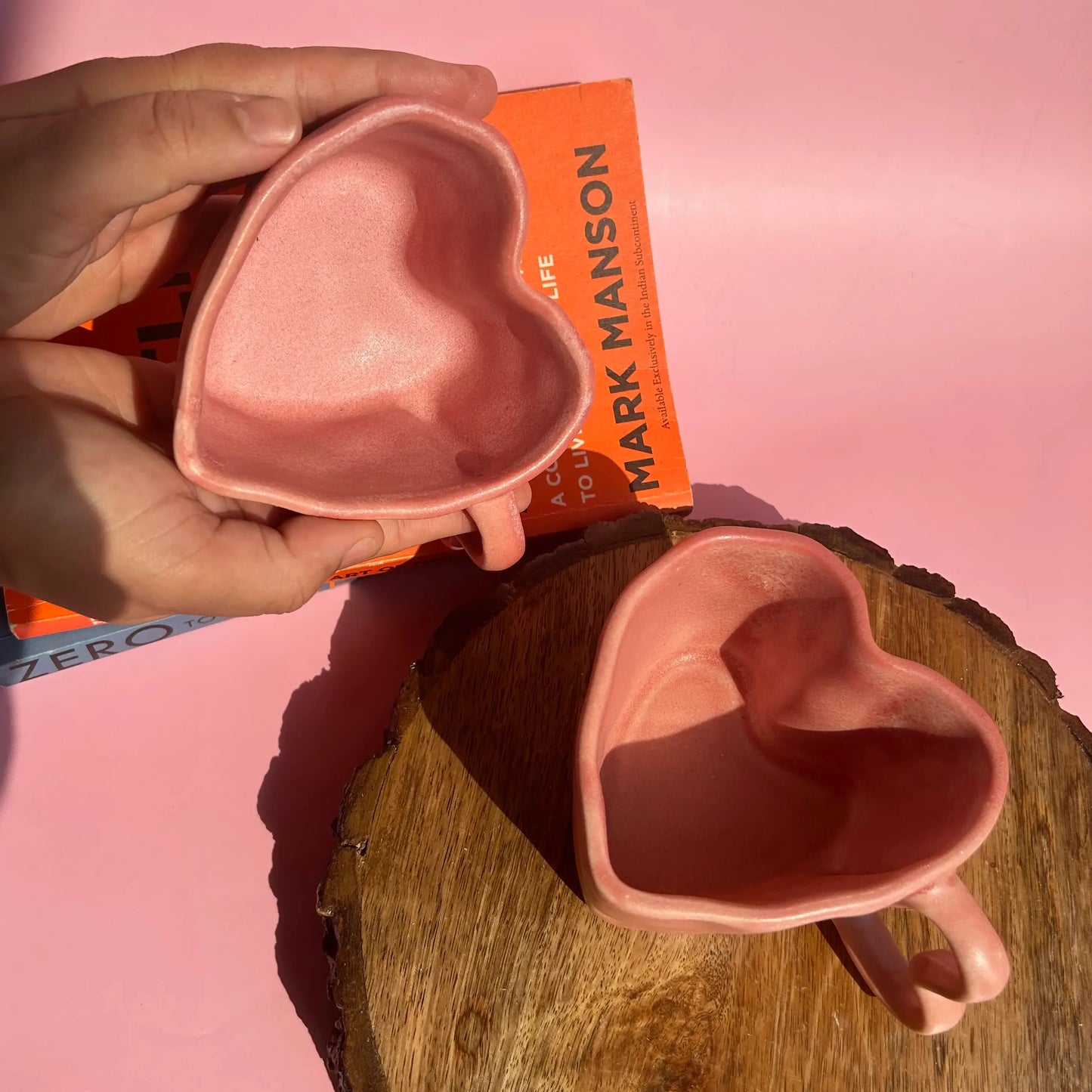 Heart-Shaped Ceramic Mug (Pink | Matte Finish)