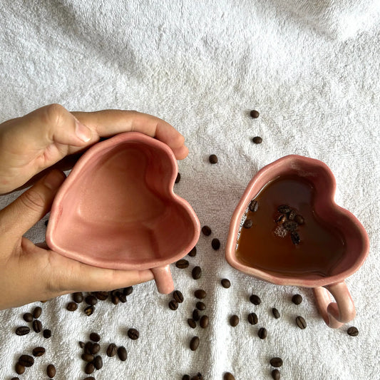 Heart-Shaped Ceramic Mug (Pink | Matte Finish)
