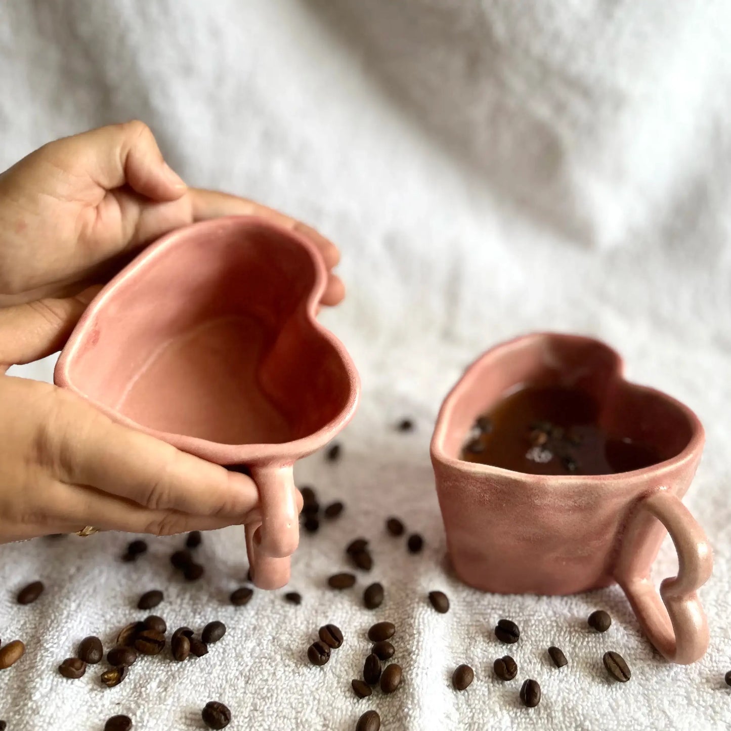 Heart-Shaped Ceramic Mug (Pink | Matte Finish)