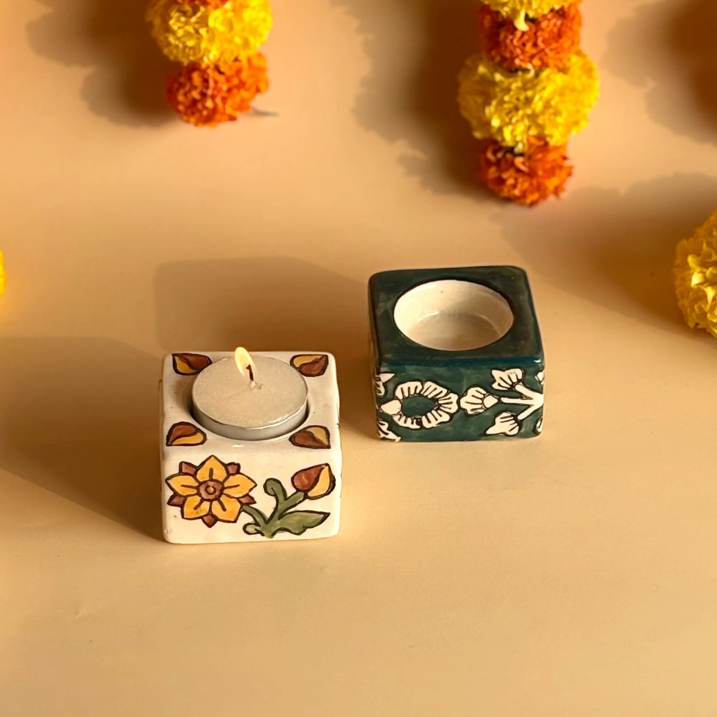 Ceramic Square Tea Light Holder Combo