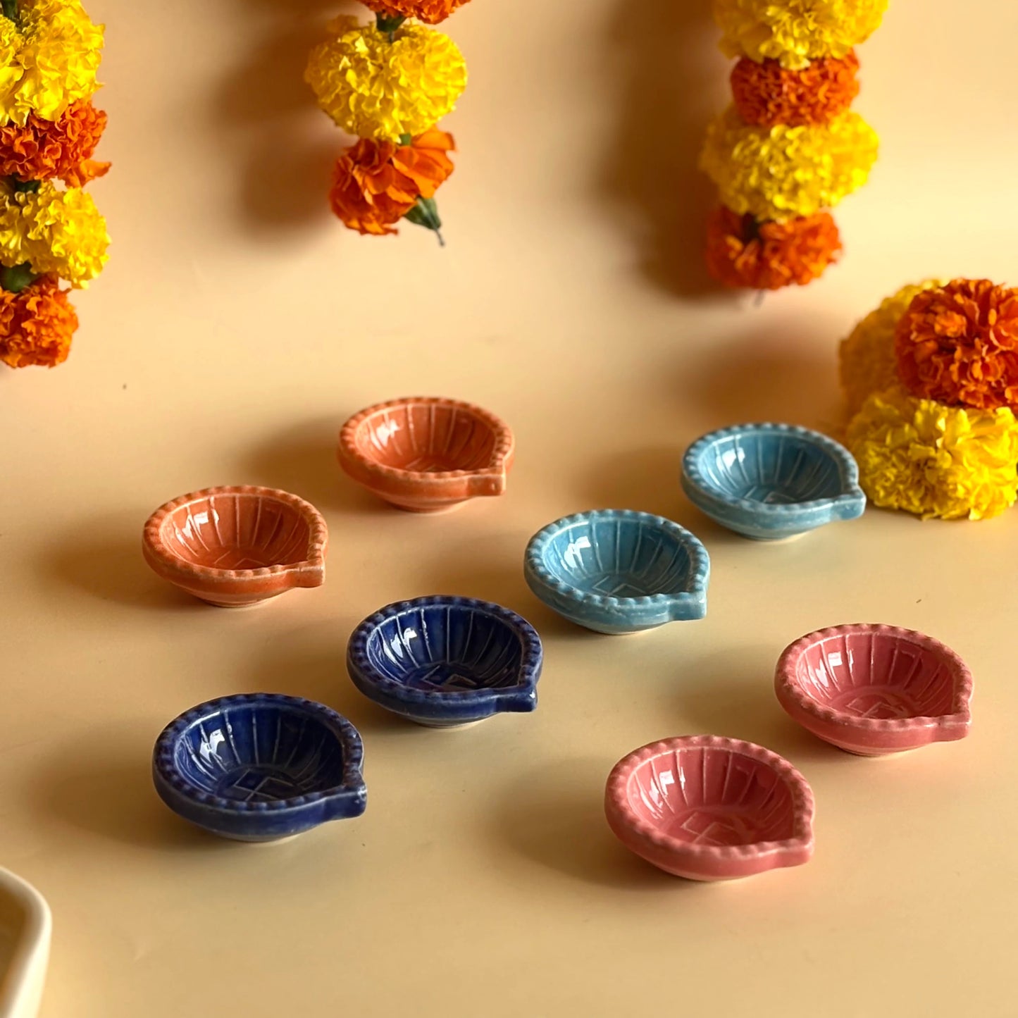 Ceramic Swastik Diya Combo