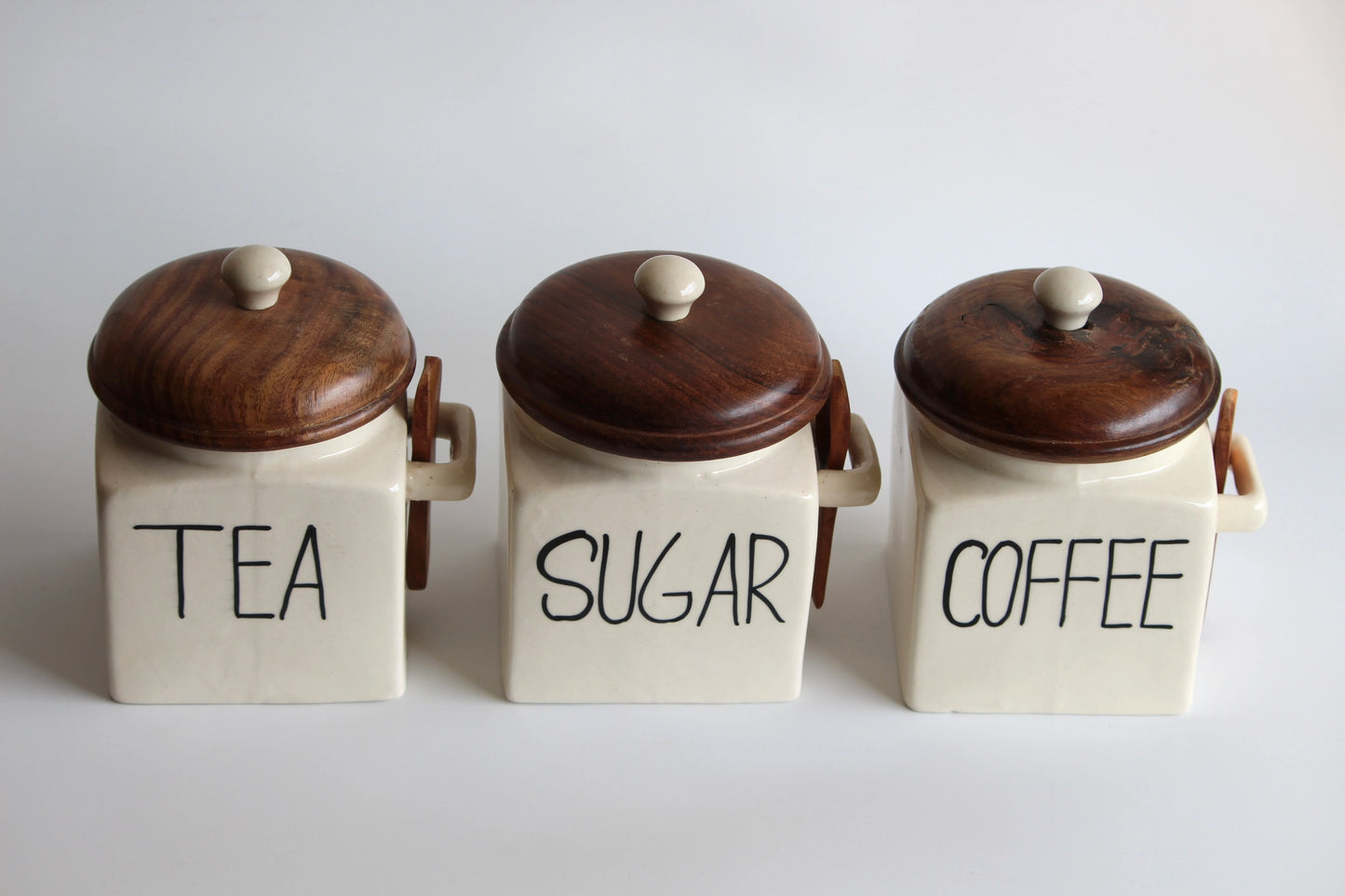 Ivory Square Ceramic Jar Set