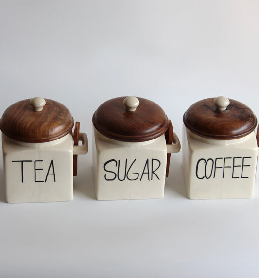 Ivory Square Ceramic Jar Set