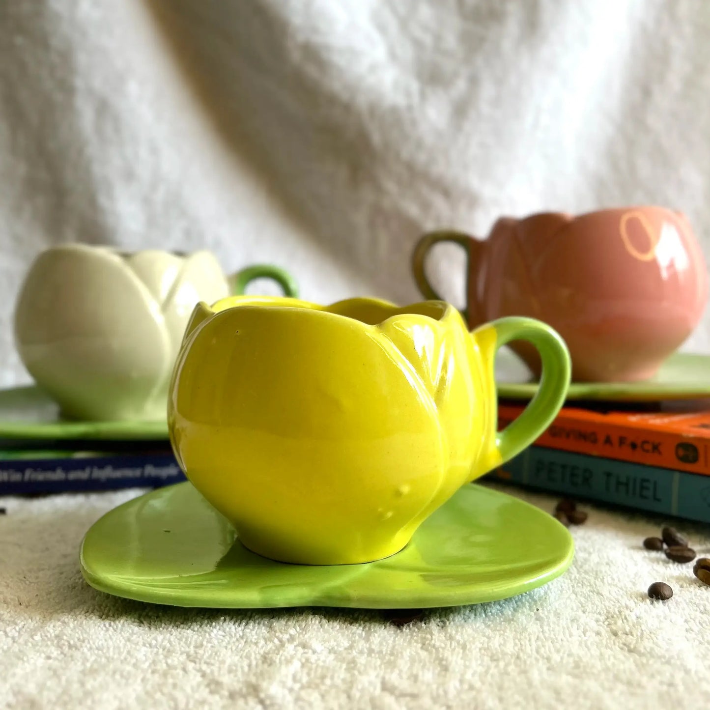 Lotus Tulip Ceramic Cup and Saucer Set