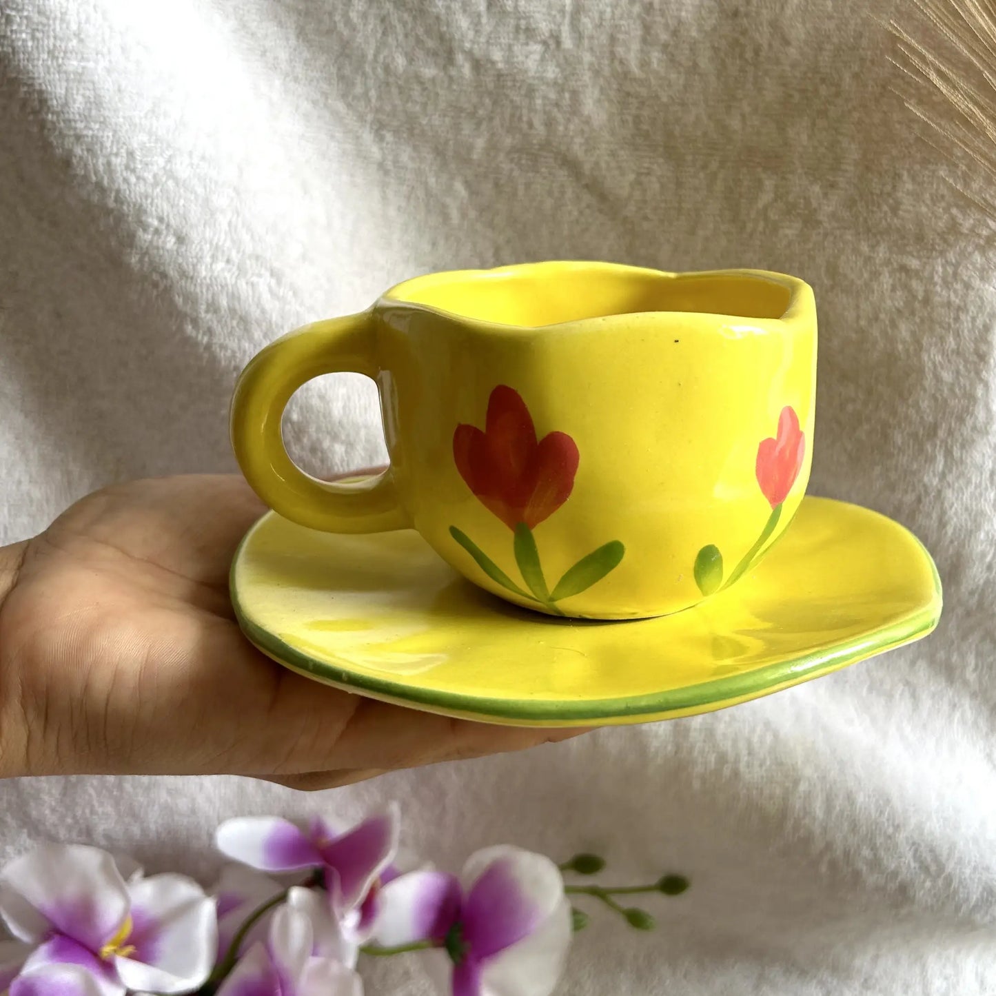Yellow Blossom Cup and Saucer Set