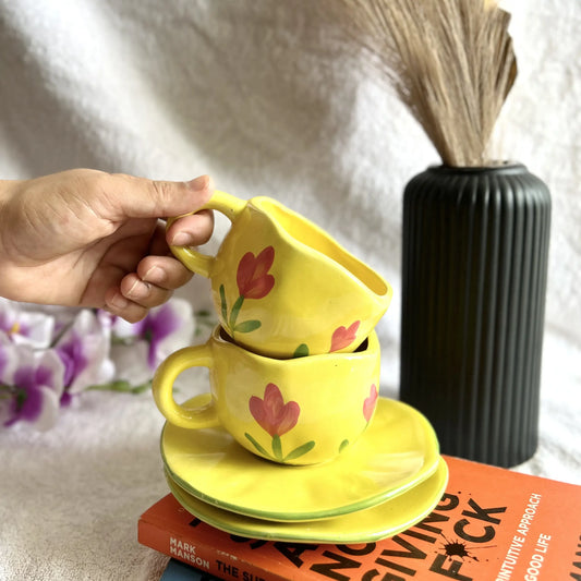 Yellow Blossom Cup and Saucer Set