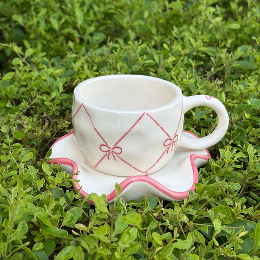 Ceramics Bow Cup and Saucer Set