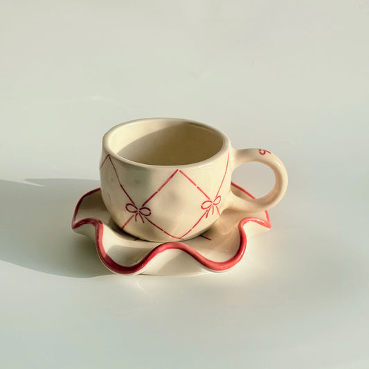 Ceramics Bow Cup and Saucer Set