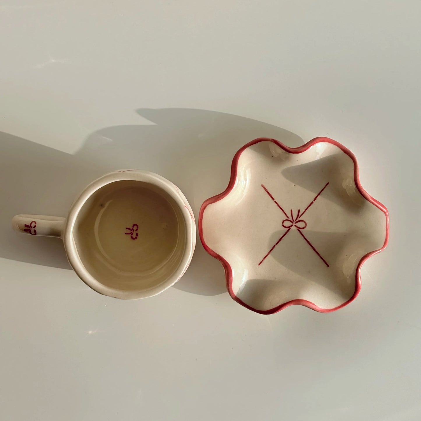 Ceramics Bow Cup and Saucer Set