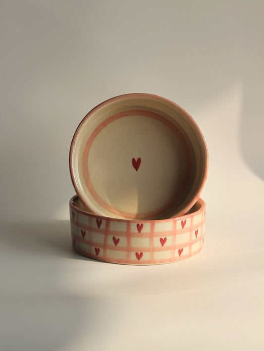 Ceramic Checked Heart Bowl