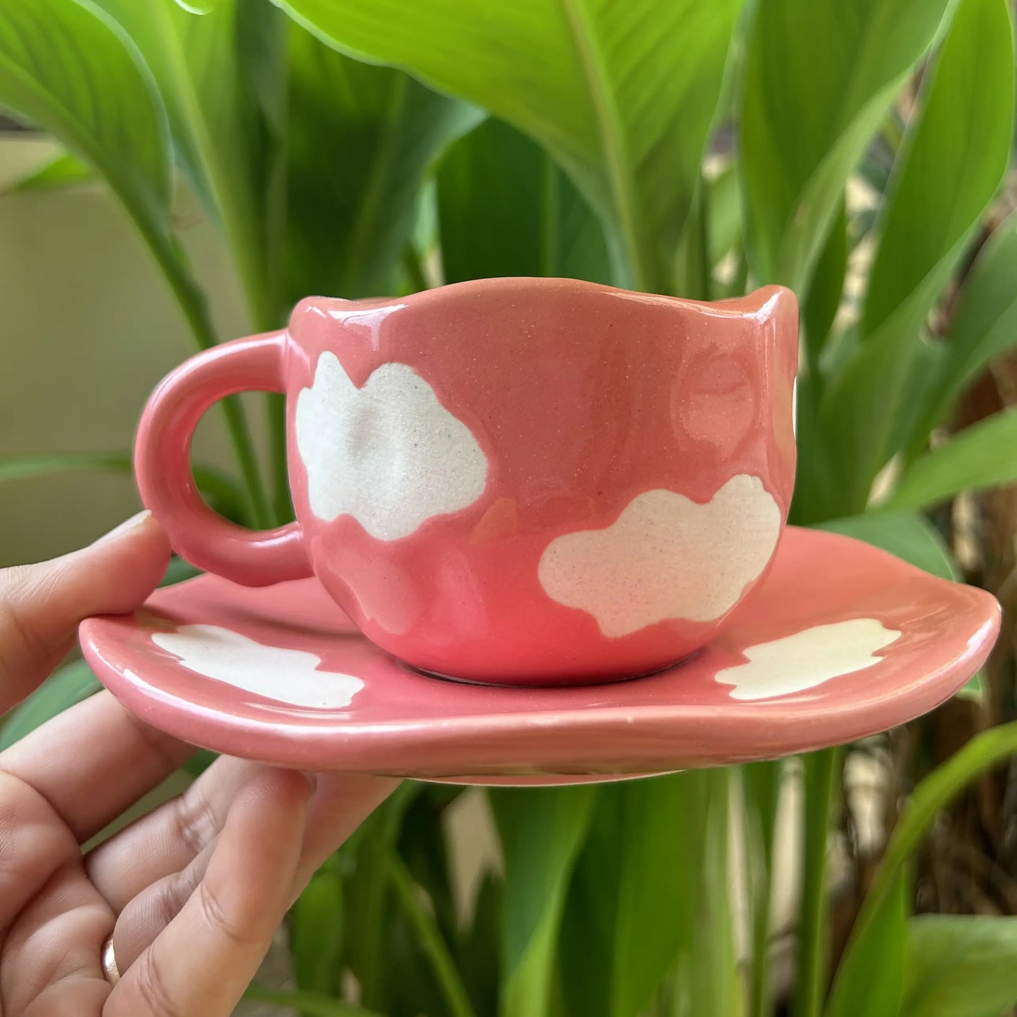 Big Pink Cloud Cup and Saucer Set