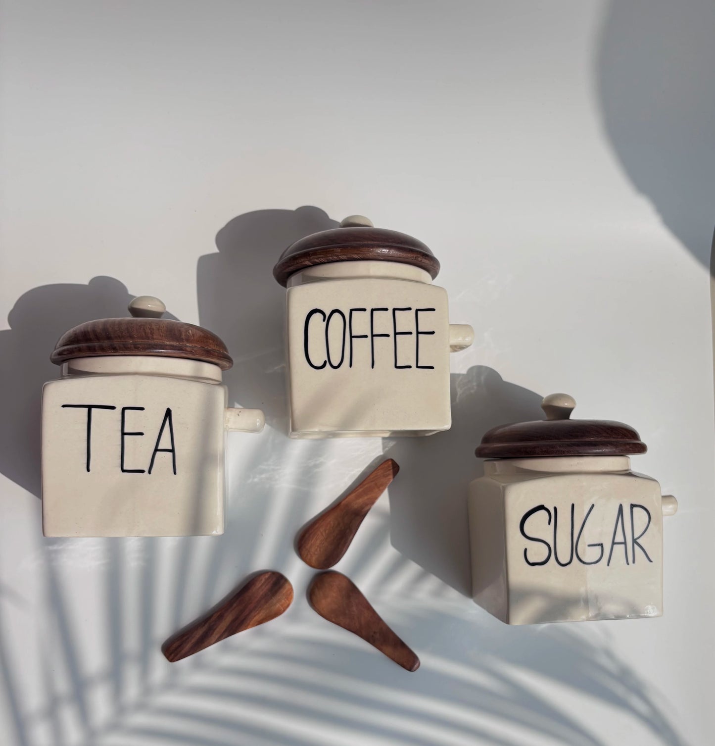 Ivory Square Ceramic Jar Set