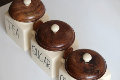 Ivory Square Ceramic Jar Set