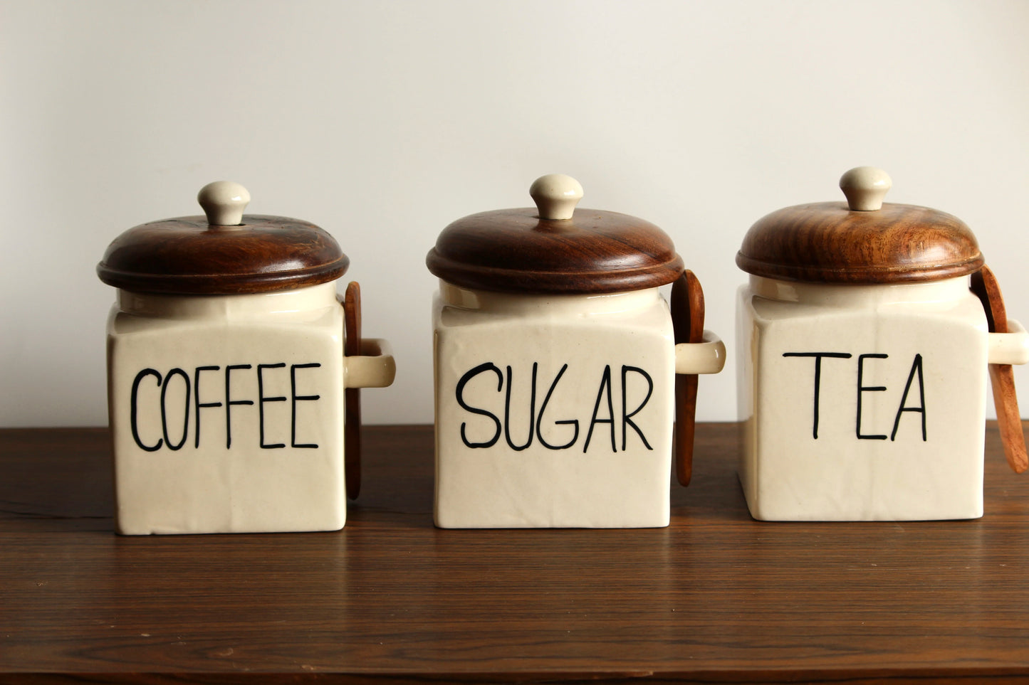 Ivory Square Ceramic Jar Set