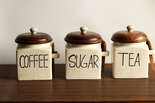Ivory Square Ceramic Jar Set