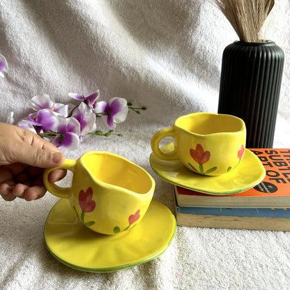 Yellow Blossom Cup and Saucer Set